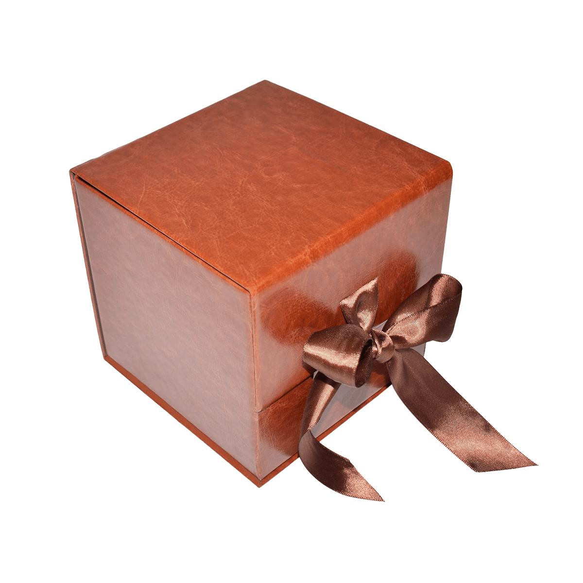 Large Cube Brown Vegan Leather - CustomF2FBox