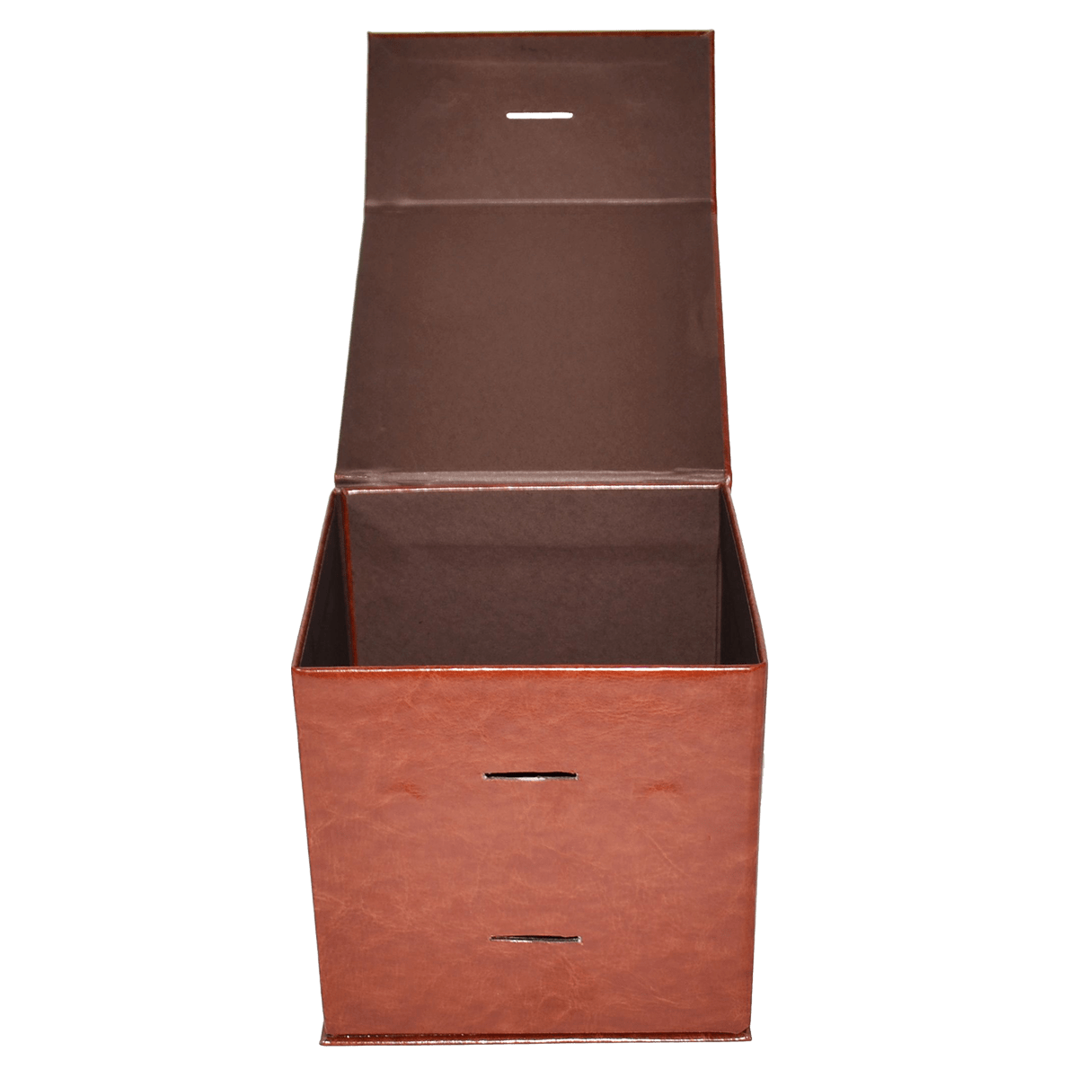 Large Cube Brown Vegan Leather - CustomF2FBox