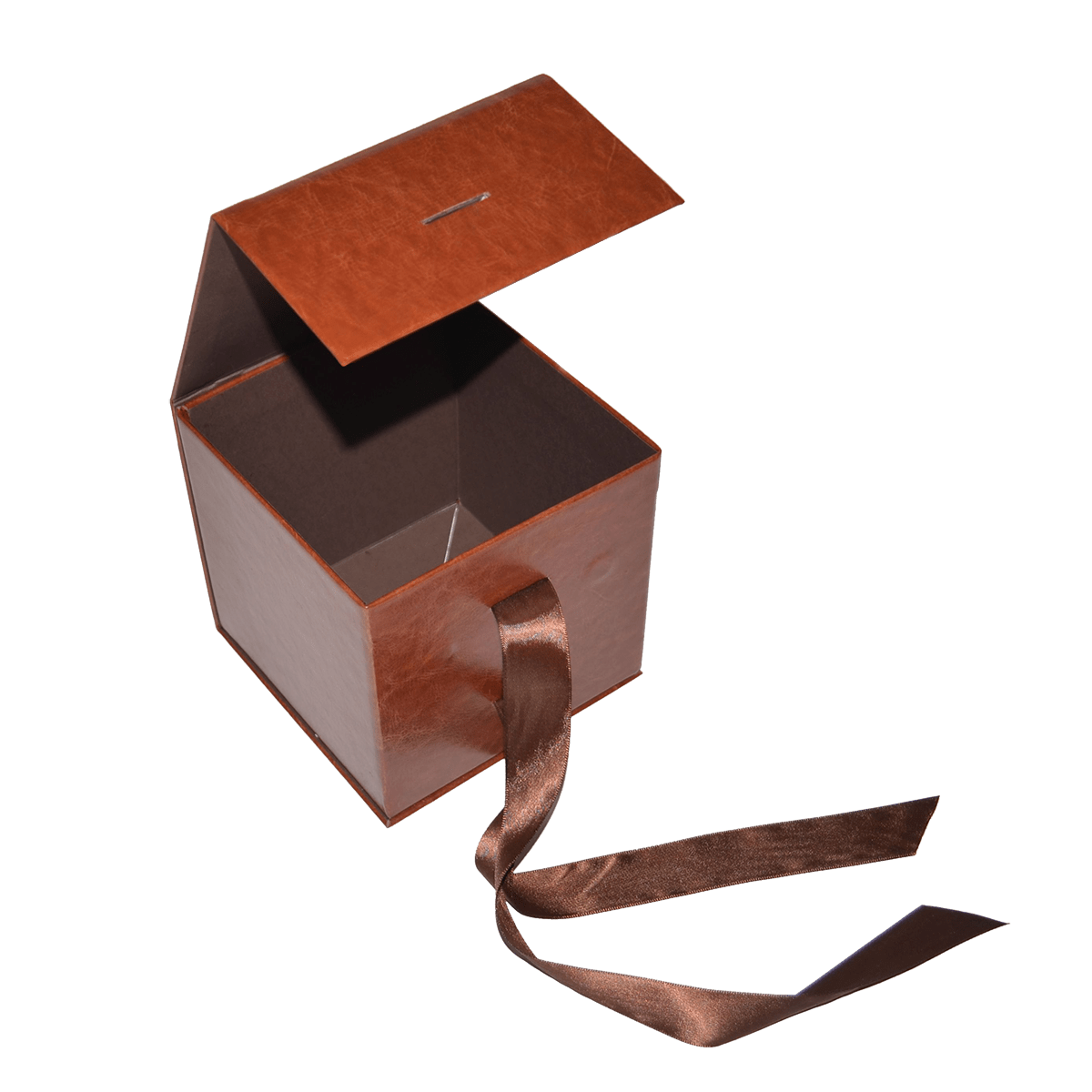 Large Cube Brown Vegan Leather - CustomF2FBox