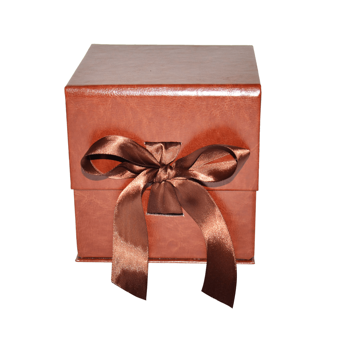 Large Cube Brown Vegan Leather - CustomF2FBox